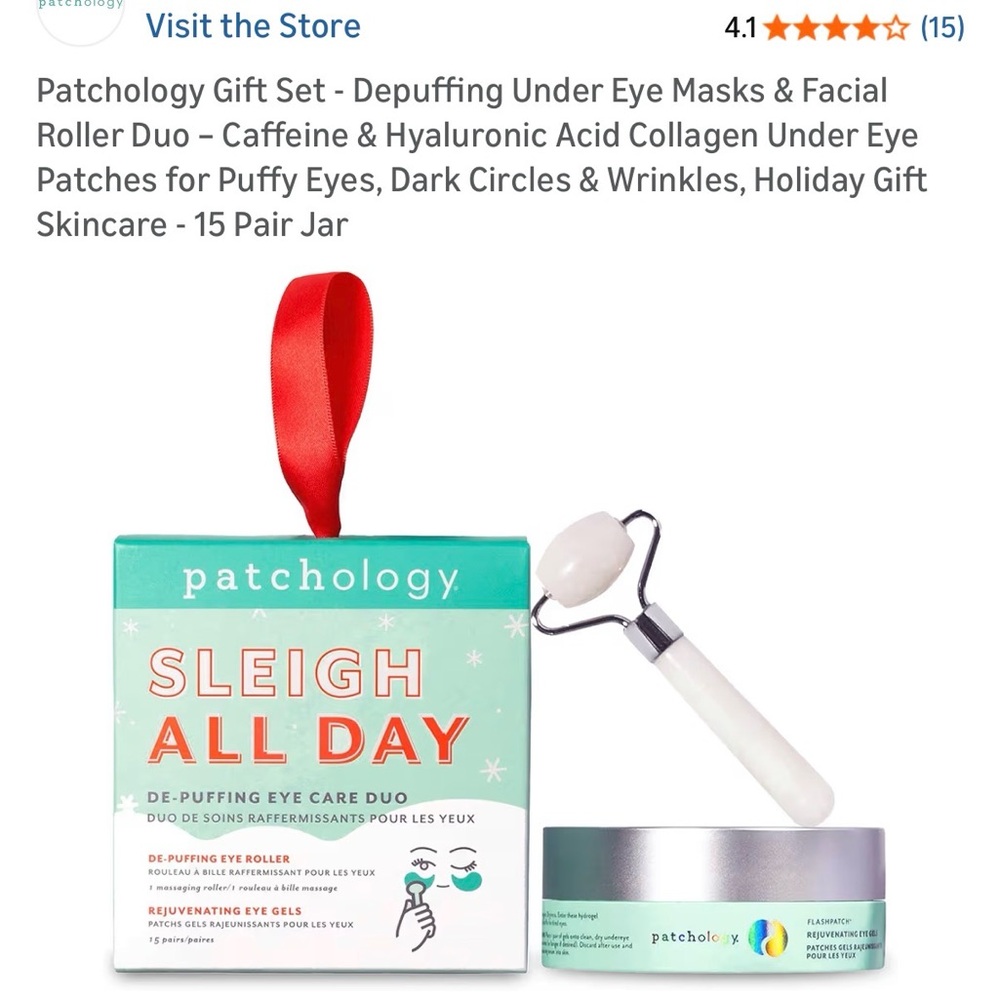 Sleigh All Day Depuffing Eye Care Duo - White Facial Roller & Mint Eye Patches